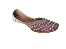 Women Shoes Designer Wedding Indian Jutties Flip-Flops Handmade Mojari US 5-9.5 - $42.99