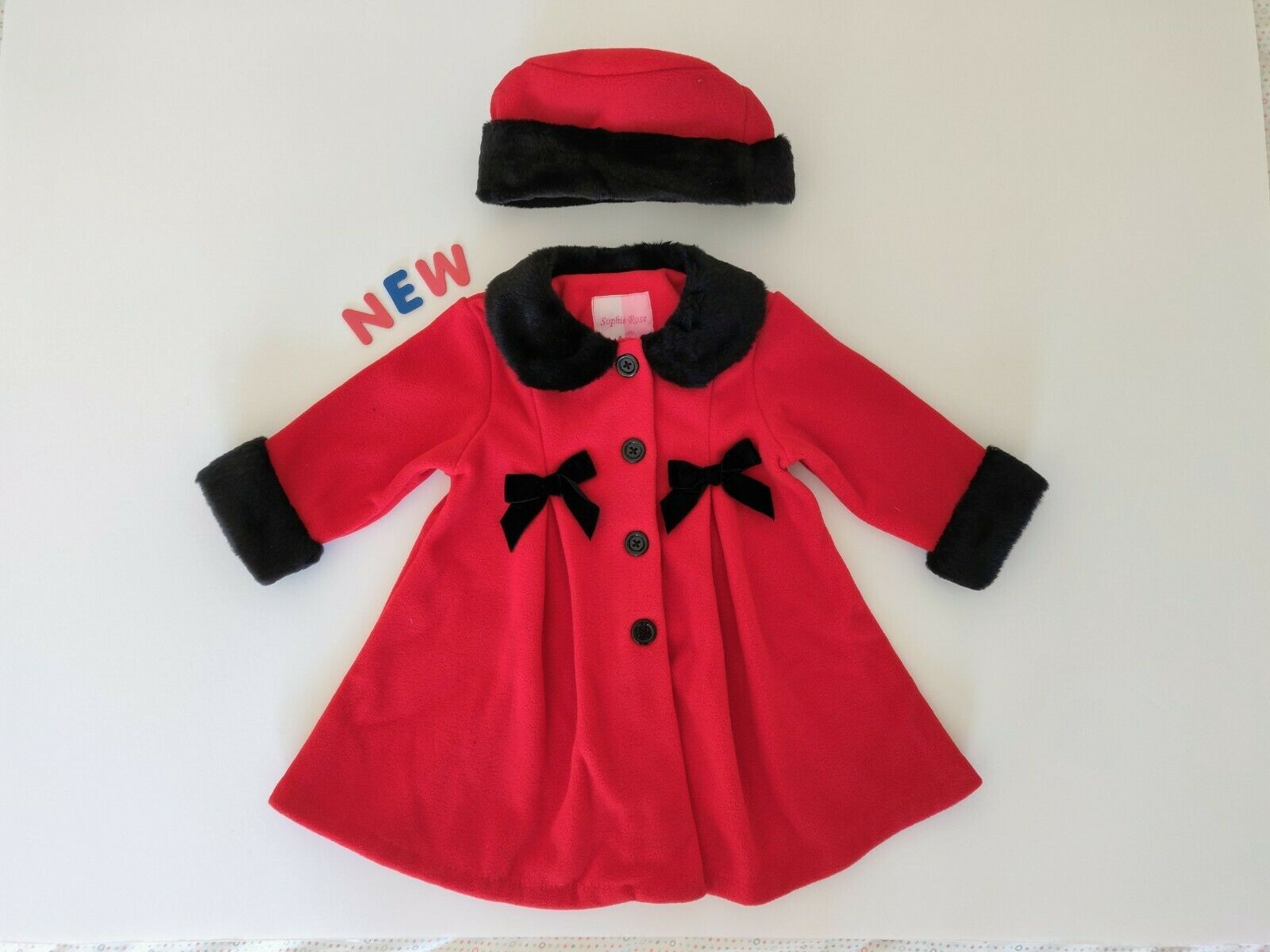 Toddler Kids Baby Girl Coat 18M NWT GoodLad Red Bow Christmas Fleece