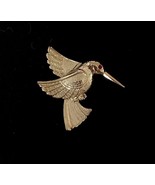 HUMMINGBIRD Bird Vintage BROOCH Pin in Gold-Tone - 2 inches - FREE SHIPPING - $12.50
