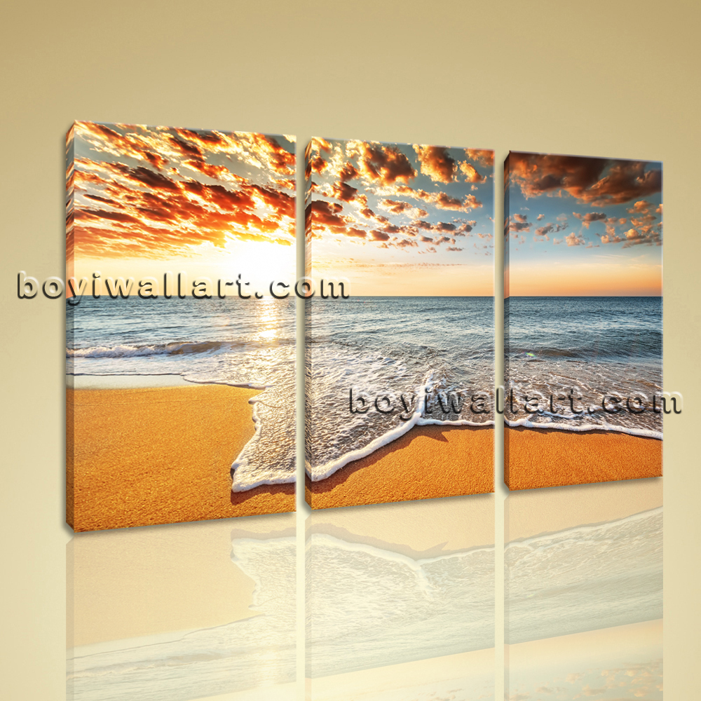 Large Canvas Print Seascape Sunrise Ocean Beach Wall Art Framed