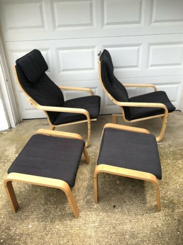Ikea Poang Chair and Ottoman Adult Size Set - Chairs