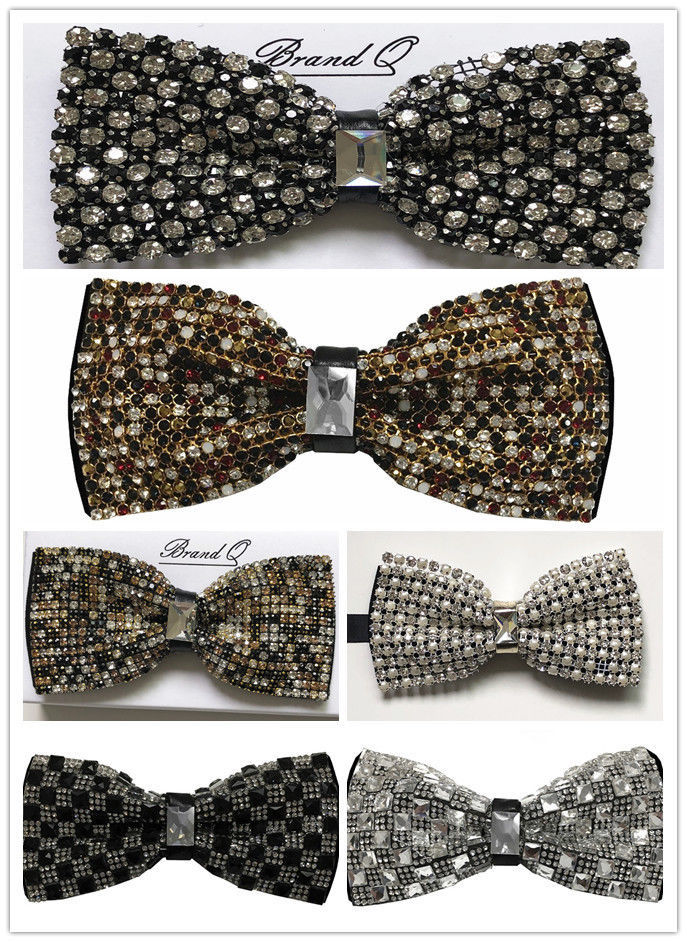 New Brand Q formal Men/'s Pre-tied Bow tie /& 2 hankie gray black checkers wedding
