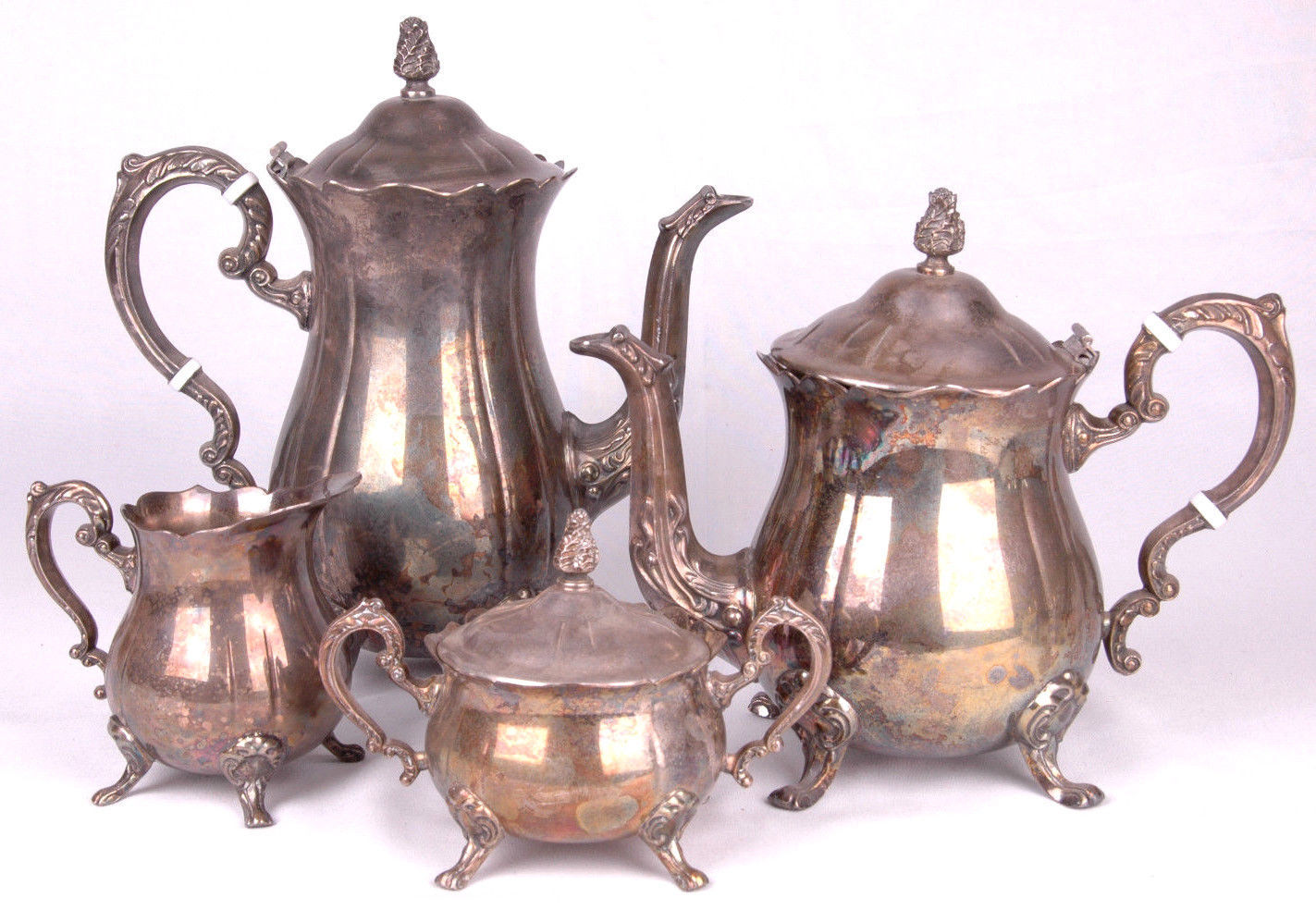 Vtg Leonard silver plated footed 4 piece tea set - Tea/Coffee Pots & Sets