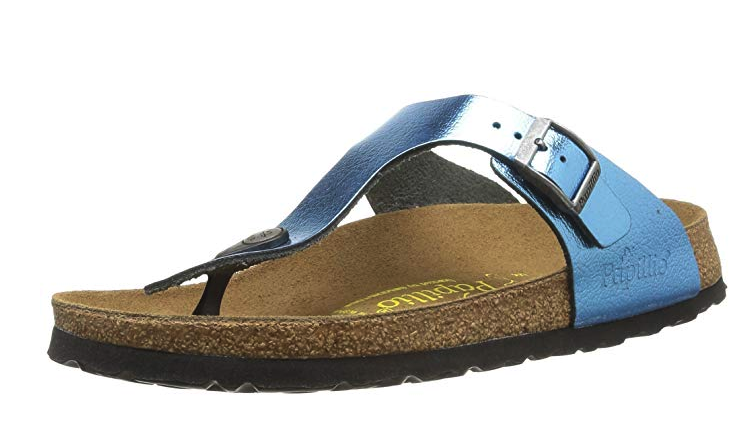 birkenstock gizeh metallic blue