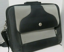 Dell Computer Laptop Brief Case Carry On Shoulder Organizer Bag Black Grey - $28.71