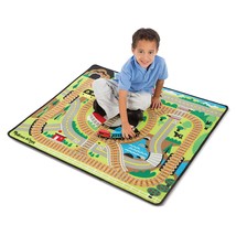 Melissa & Doug Round The Rails Train Rug With 3 Linking Wooden Train C - £35.73 GBP