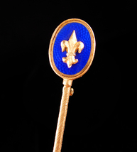 Vintage Lapel pin - Blue Enamel - Fleur De Lis - Victorian brooch - Medi... - $85.00