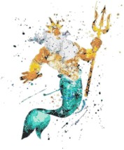 counted cross stitch pattern watercolor king triton 170 x 206 stitches B... - $3.99