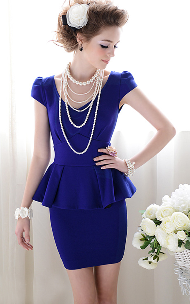 Forever Classy Lady. Royal Blue Peplum Dress. Work Dress Cocktail Dress