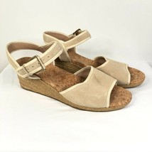 UGG Maybell Wedge Sandals Suede Open Toe Ankle Strap Buckle Beige Size 12 - $38.69