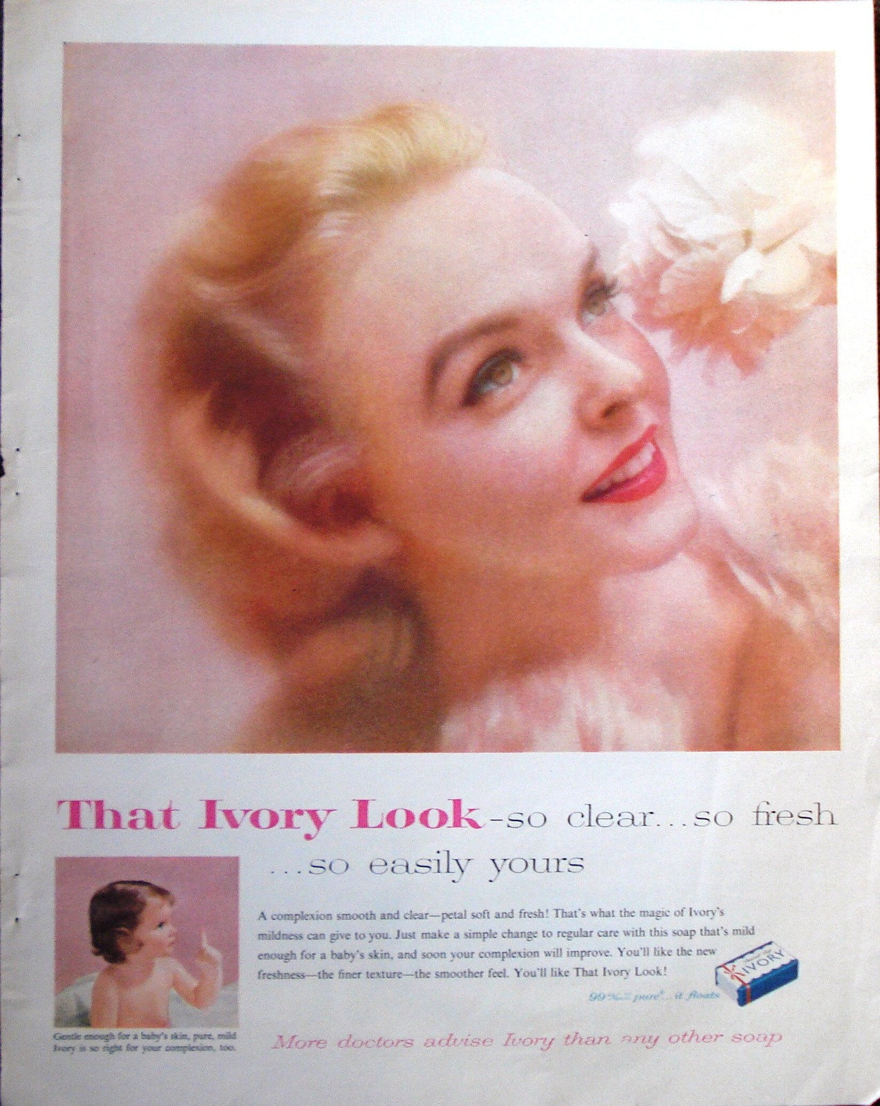 1957 Vintage Ivory Soap Color Print Ad Collectible Near Mint