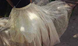 GOLD Sequin Tulle Midi Skirt Women Gold Sparkly Skirt Plus Size Party Skirt image 11