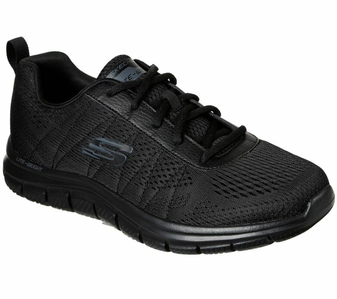Skechers Black Shoes Wide Width Men Memory Foam Mesh Sport Comfort ...
