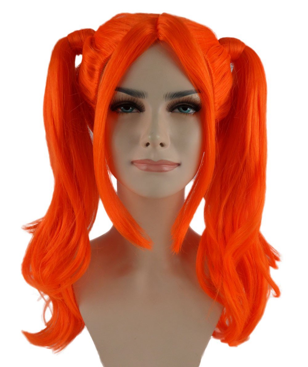 Dolly Pigtail Wig Neon Orange HW365 Wigs & Facial Hair