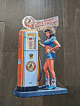 20"  pin up sexy gal gas pump 3d cutout retro USA STEEL plate display ad Sign - $79.10