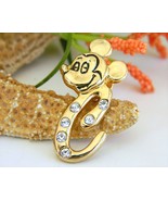 Disney Mickey Mouse Face Pin Initial C Rhinestones Crystals - $11.95