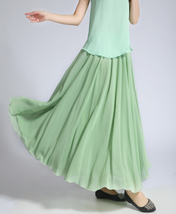 CHIFFON MAXI Skirt Sage-Green Long Silk Chiffon Bridesmaid Maxi Skirt Plus image 5