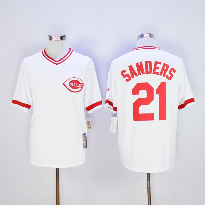 Cincinnati Reds 21 Deion Sanders Baseball Jersey White Retro Fan