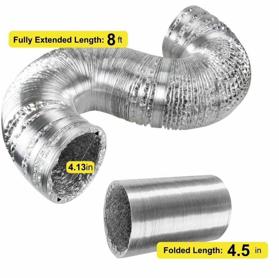 Heavy Duty Clothes Dryer Vent Hose Kit with Clamps High Heat Aluminum