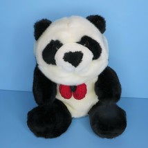 Kids Panda Bear 7&quot; Plush Black White Red Bow Tie Stuffed Animal Crescent... - $49.95