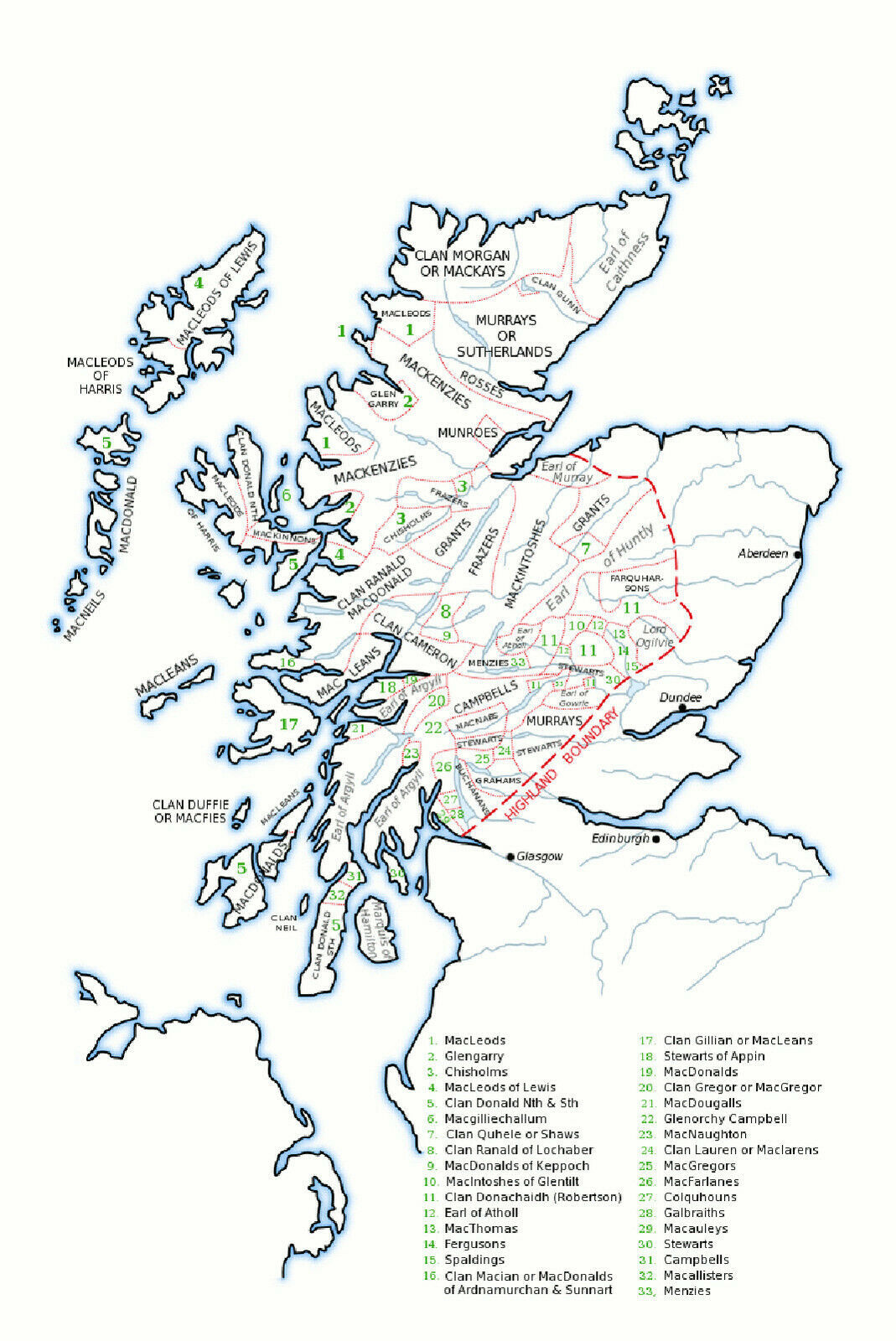 Карта кланов шотландии