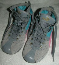 Women&#39;s PUMA Gray Blue Pink Suede &amp; Leather High Top Sneakers US Size 4 ... - $18.49