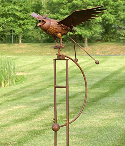 Zaer Ltd. Large Rocking Owl Garden Stake with Flapping Wings - Animals ...