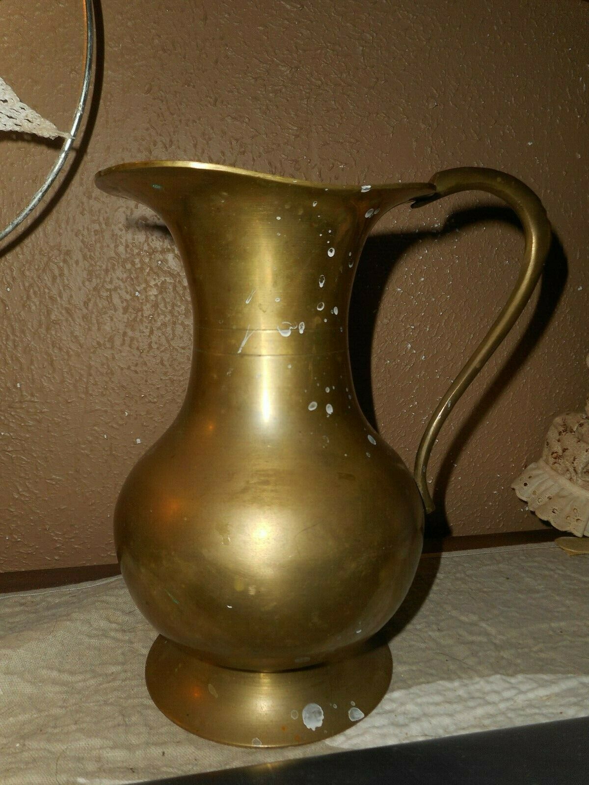 Small but heavy pitcher Vintage solid brass handmade can jug