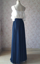 2022 Navy Bridesmaid Chiffon Skirt Floor Length Navy Full Chiffon Skirt Plus image 4