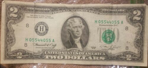 U.s. Two Dollar $2 Bill - Series 1976 - Atlanta (f) - With Unique 