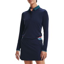 Under Armour Womens L Zinger Long Sleeve Golf Polo UA Navy 1366351-410 - $44.54