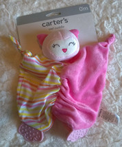 Carters Pink Owl Cuddle Rattle Textured Teethers Crinkle Sound Toy New - $19.34