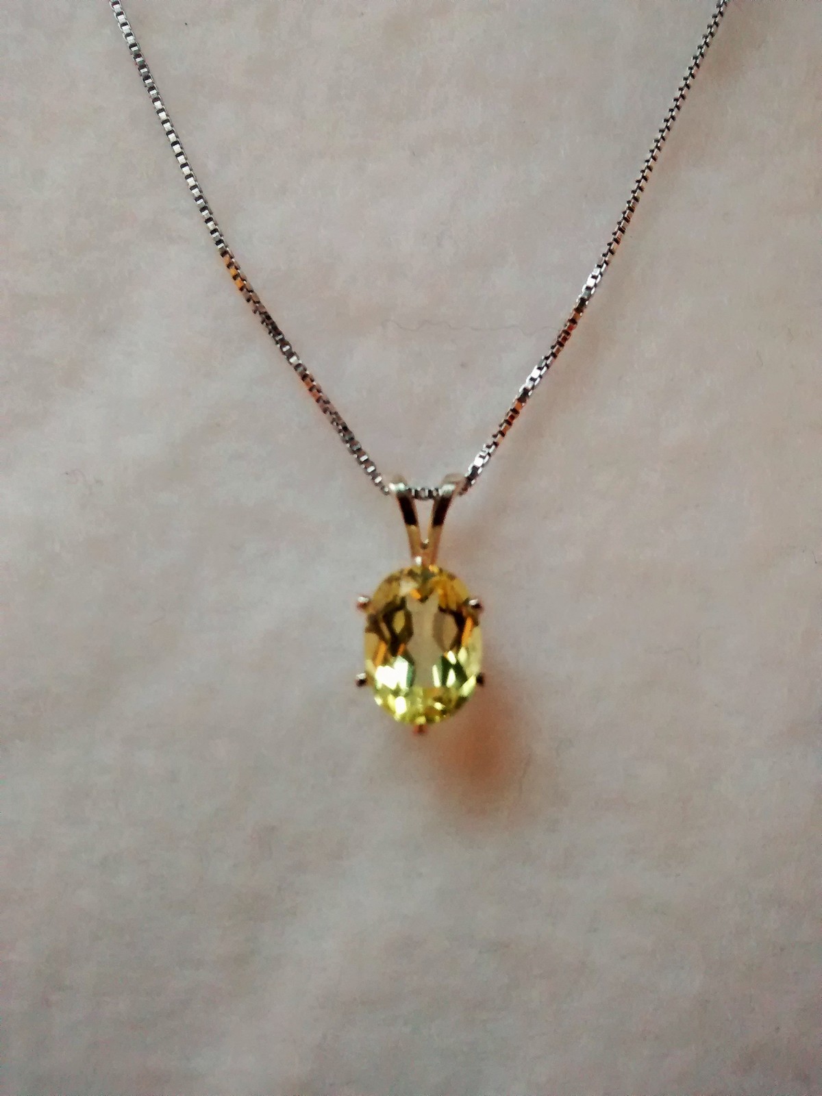 Canary Yellow Topaz Pendant And Chain Genuine Gemstone 