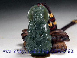 Free shipping - Good Luck Real Natural green jade jadeite carved  Kwan-Yin charm - $19.99