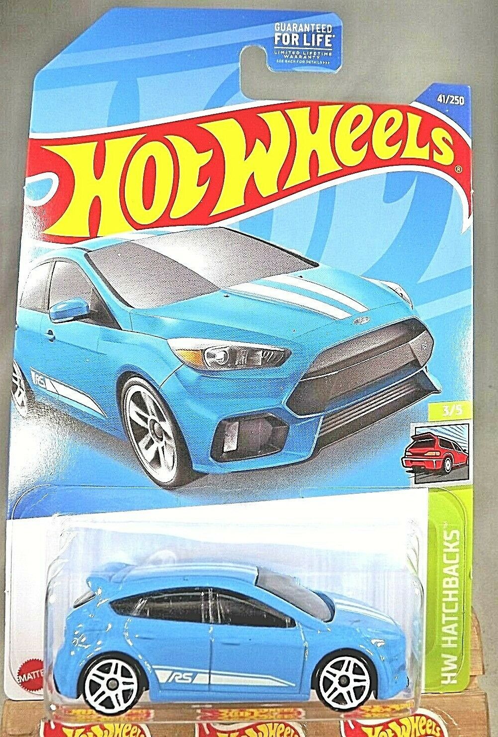 2022 Hot Wheels #41 HW Hatchbacks 3/5 FORD FOCUS RS Blue w/White Pr5 Spoke Wheel