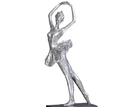 Ballerina Figurine Ballet Graceful Elegant Antiqued Silver 18.9" High Poly Stone image 2