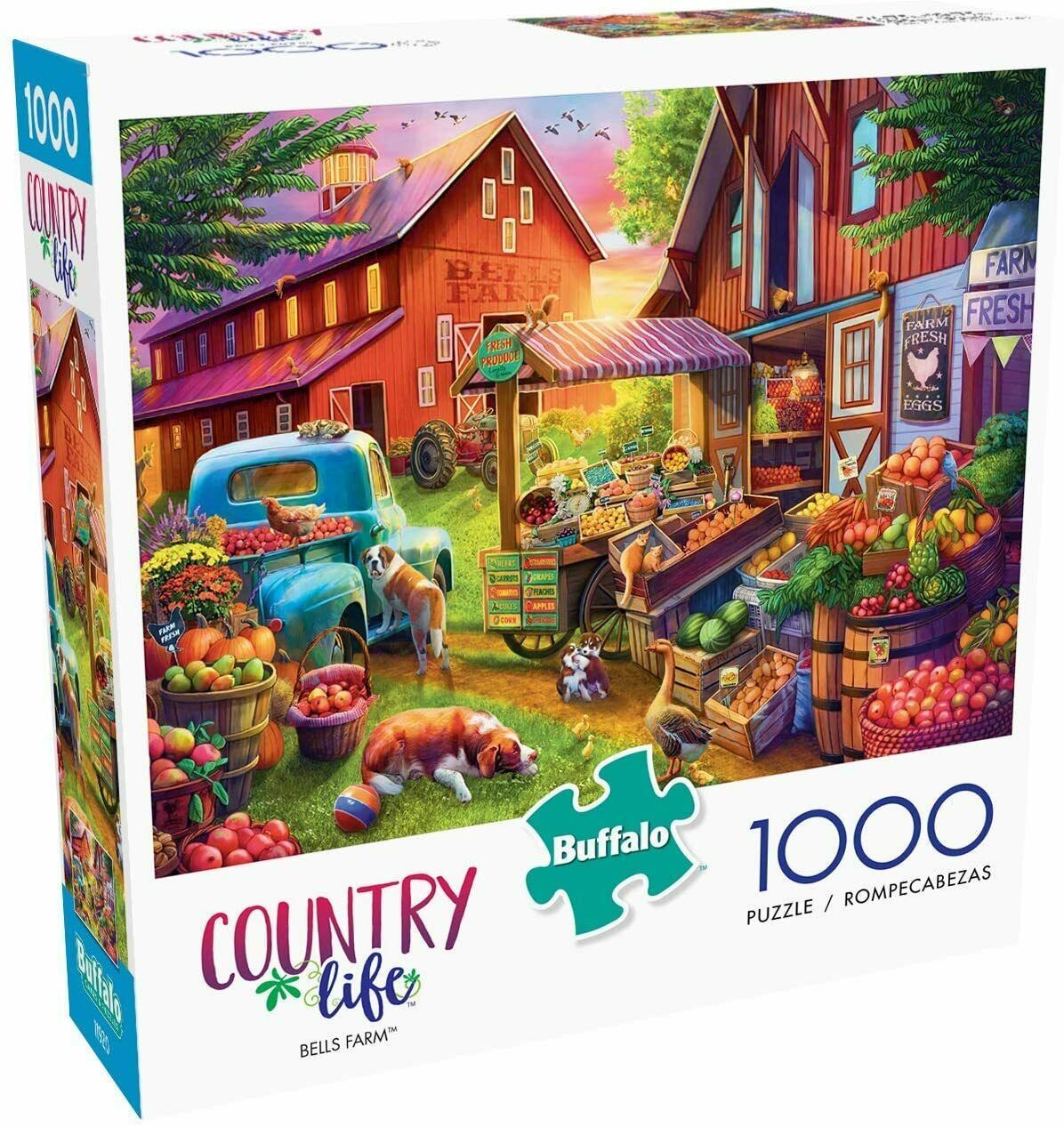 NEW 1000 Piece Jigsaw Puzzle Buffalo Country Life 26 in. x 19 in, BELLS ...