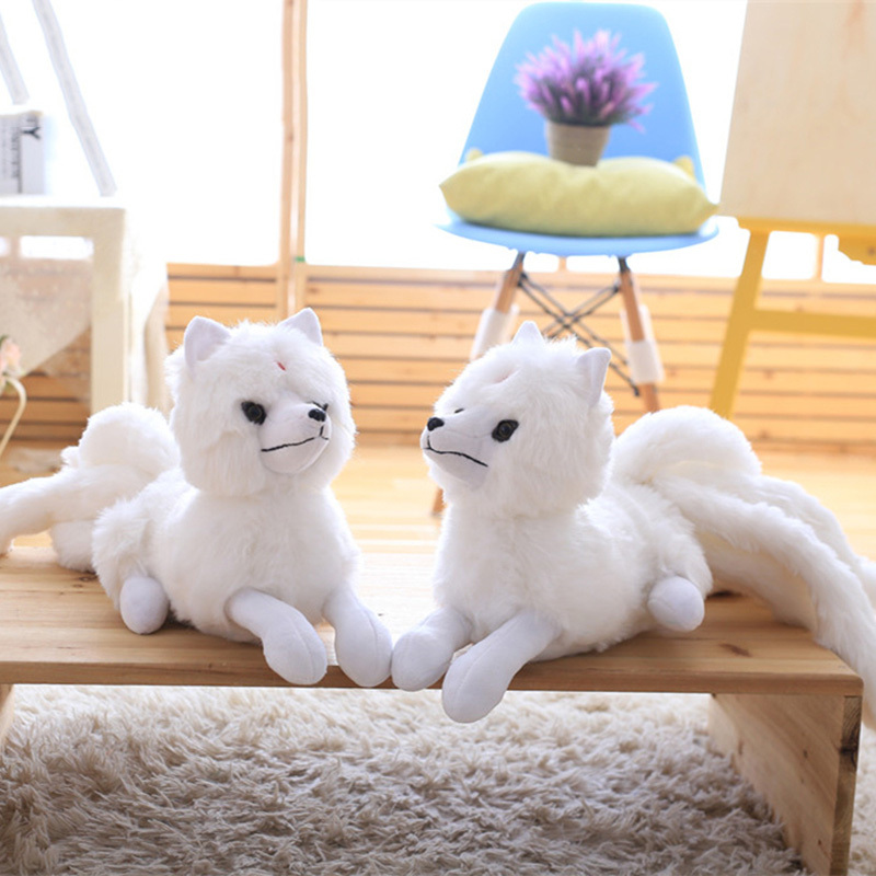 white nine tailed fox plush