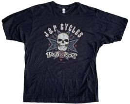 J & P CYCLES Thread 2008 Skull Motorcycle 30 Years Black T-shirt Size XL  - $25.76