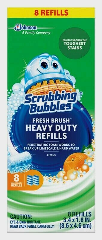 Scrubbing Bubbles FRESH BRUSH REFILLS 8ct Citrus Heavy-Duty Tough Stains 71103