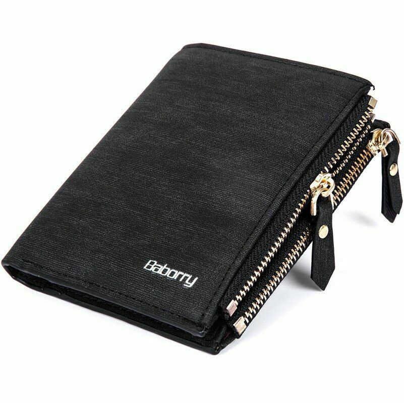 Retro Style Men RFID Anti Theft Protection Wallets Zipper Close Faux Leather New