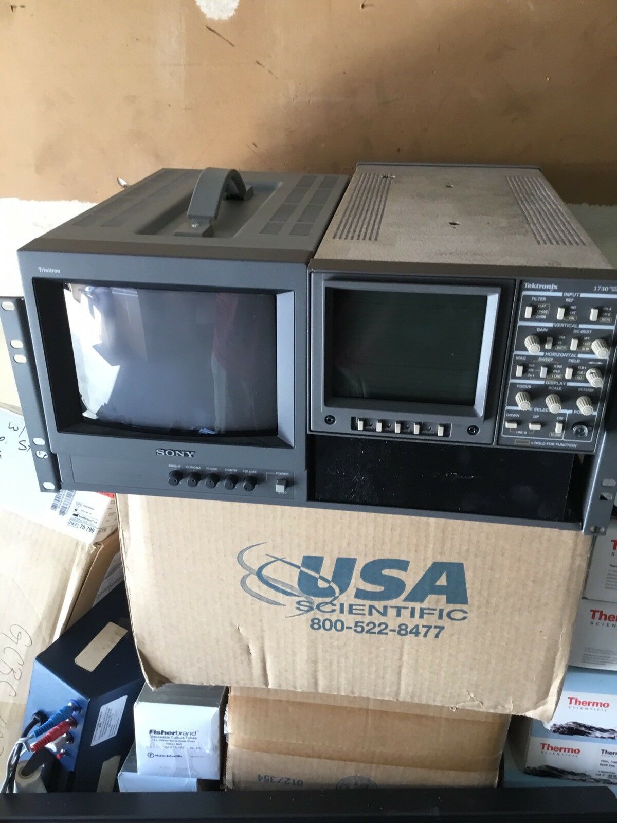 Sony PVM8040 Trinitron 8" W/ Tektronix 1730 in metal rack Monitors