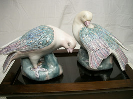 Vintage Mid Century Porcelain Pair of Doves White and Blues by WBI China 7&quot; - $24.50