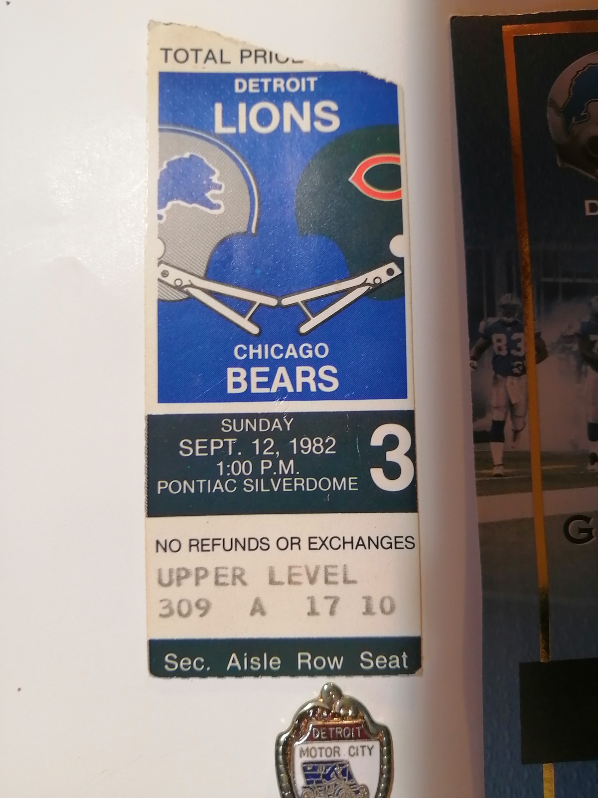 1941 Chicago Bears vs Detroit Lions Football Game Ticket Stub Nov