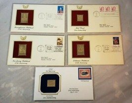 Set of 5 Golden Replica First Day of Issue PA / NJ / DE Statehood Stamp Set - $7.91