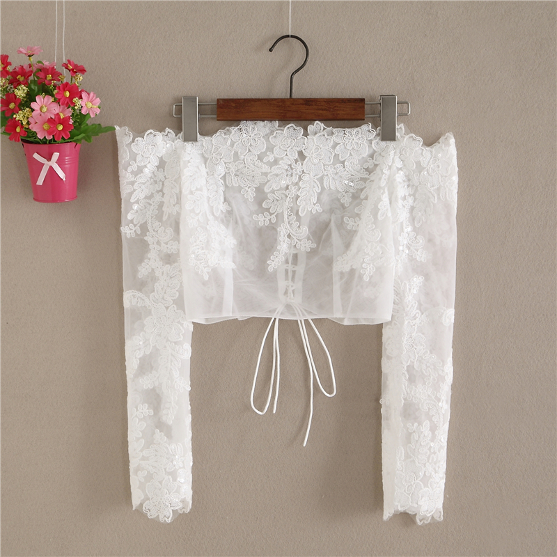 Wedding Long Sleeve Off Shoulder Crop Lace Top Plus Size Floral Lace ...