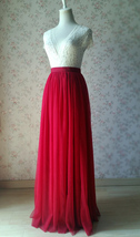 Women Dark RED Tulle Maxi Skirt Dark Red Wedding Bridesmaid Tull Skirt Plus Size image 3