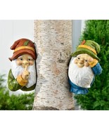 Gnome Peekers Tree Huggers Garden Decor Set of 2 w Long White Beards 10&quot;... - $59.39