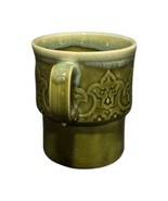 Vintage Stackable Green Drip Glaze 4-Coffee Mugs Geometric Design Tea Cu... - $29.70