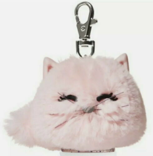 Bath & Body Works Pink Cat Pom Pocket - Bac Holder Furry Fuzzy Kitty Keychain